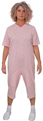 FERRUCCI Pigiama Tutone Sanitario Comfort Manica Corta Pantalone Corto 1 Cerniera/Zip Dietro Schiena Estivo (Rosa, XS)