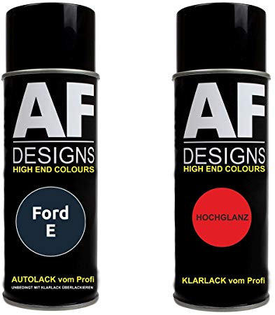 Autolack Spraydose Set für Ford E Ink Blue Metallic Basislack Klarlack Sprühdose 400ml
