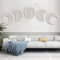 Moon Decoracion Pared, 5 Piezas hogar Decoracion Salon del Norte de Europa Moon Phase Nature Diseño, Pared Bohemia Dormitorio decoración de la Pared (Color de Madera Claro)