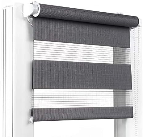 Fenster DEKOR - Rollos für Fenster Dunkelgrau - Klemmfix Rollo ohne Bohren 150 x 80 cm - Doppelrollo mit einer breiten Auswahl an Größen und Farben - Blickdichte Rollos, einfach zu montieren