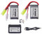 ZYGY 2PCS 7.4V 1000mAh Odamiya Stecker Lithium Batterie mit 2 in 1 Ladegerät für 9300 9310 9305E 9304E 9303E 9302E 9301 9201E RC Auto Fernbedienung Boot Drohne Quadcopter Akku