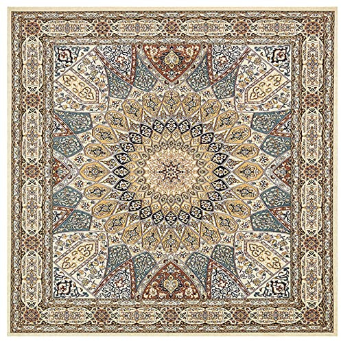 makeups69 Teppich Quadratisch Maschinengefertigt weich Kurzflor, Teppiche fürs Wohnzimmer Schlafzimmer Esszimmer Küche Flur Kinderzimmer,Traditionelles Vintage-Bordürendesign 160 x 160 cm