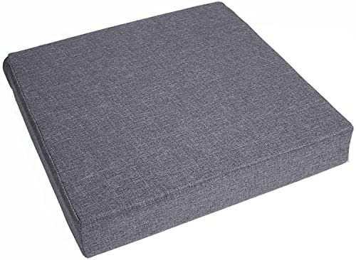 Waigg Kii Dicke 8/10 cm Sitzkissen, quadratisch, Sesselerhöhung, Komfort, Elastizität, Schaumstoff-Stuhlkissen für Auto, Büro, drinnen und draußen, 55 x 55 x 10 cm, Grau