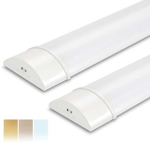 BrightFly Neon Led 120cm(2 Pack), Reglette LED 3550LM 3CCT(3000K/4000K/6500K),Économie d'Énergie et Durabilité Plafonnier LED Pour Bureau,Entrepôt, Garage,Ateliers, Salles de stockage, Parkings, etc.