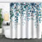 WELTRXE Shower Curtain, Bathroom Curtain with 12 Hooks, Waterproof Polyester Fabric Bathtub Curtain, Weighted Hem, Washable, Quick Dry, Mildew & Mold Resistant, Bathroom Decor, 183x183cm, Blue Leaves