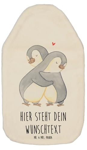 Mr. & Mrs. Panda Personalisierte Wärmflasche Pinguine Kuscheln - Personalisierte Geschenke, Liebesbeweis, Personalisierter Wärmflaschenbezug,