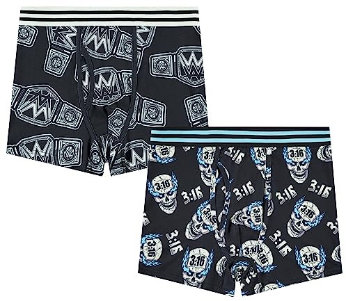 WWE Superstars Herren-Boxershorts, John Cena, Roman Reigns, Undertaker, Rock, Stone Cold, Hulk Hogan, 2er-Pack, Mehrfarbig/Meereswellen (Ocean Tides), Large
