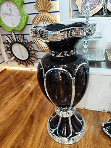 Biznest Black & Silver Floor Vase Large 40X60Cm Sparkly Silver Mirrored Floor Vase Style 07