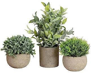 EUROPALMS Tischpflanzen im Dekotopf, Kunstpflanzen, 3er-Set | Deko-Tischset