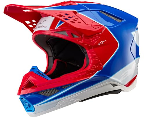 Alpinestars 2024 Supertech M10 Aeon Helmet, Carbon Shell, CE-Certified, Superior Ventilation & Comfort, XL, Bright Red/Blue Glossy