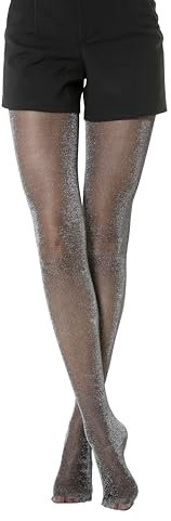 Gi&Gi Collants Transparent 40 deniers paillettes, collants femme caractérisés par un effet pailleté particulièrement brillant., Noir, s/m
