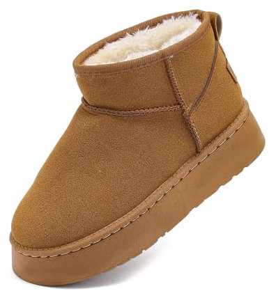 YUHITYGZGS Stivaletti Donna Invernali, Comode Caldo Pelliccia Stivali Da Neve, Moda Breve Marroni Scarpe Stivaletti Stivali Scarponcini Tronchetti Stivaletto Boots Giardini per Esterni