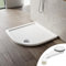 SONNI 80x80x4 cm Oval Duschtasse - Niedrigprofil Duschwanne mit 550 mm Radius, Extra Flach, SMC, Inklusive Ablaufgarnitur