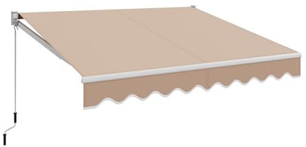 HOMASIS Tenda da Sole a Bracci Estensibili, Tenda Parasole con Protezione UV, Tenda da Balcone con Manovella, Angolo Regolabile da 40-100°, per Giardino e Terrazza (245x200cm, Beige)