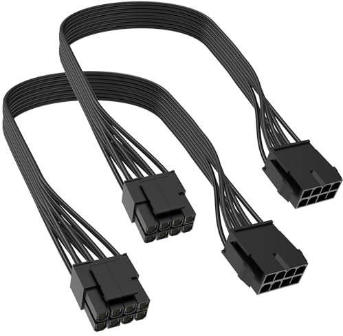 2 Pack Motherboard ATX CPU 8 Pin (4+4) Male to Female Extension Cable for Power Supply PSUs 9.5-inch(24cm)
