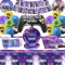 JunMallko Decoracion Cumpleaños Fortnit, Fortnit Party Vajilla, 65pcs Suministros de Fiesta de Fortnit Incluír Globos Fortnit Decoracion, Pancarta Platos Tazas Servilletas Mantel