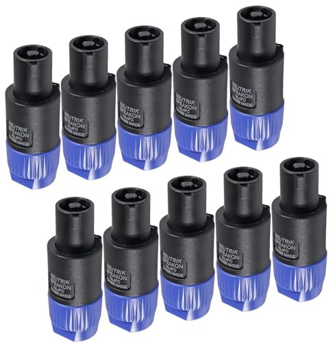 ALAMSCN 10PCS NL4FC Speaker Cables Plugs 4 Pin Speaker Connectors with Twist Lock for Speakers, Blue