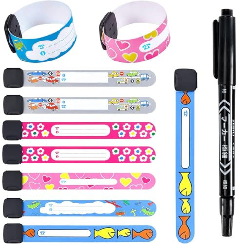 Kinder Namensarmband, Notfall-Armband für Kinder, Armband kinder telefonnummer wasserdicht verstellbar Für Outdoor-Aktivitäten von Kindern 10 Stück