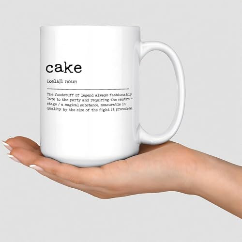 Cake Noun Definition Mug White Definition Printer Font Ceramic Tea Cup Divertente Allenamento Tazza bianca lucida Tazza Halloween Festival Regalo per Zia Femminile 425,2 g