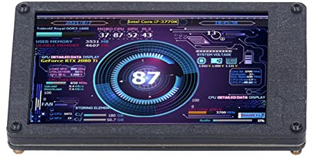 Monitor de Temperatura de Computadora, Pantalla Secundaria con Pantalla Clara, de Pantalla Horizontal y Vertical y Brillo Ajustable para PC, y (con línea de Placa Base)