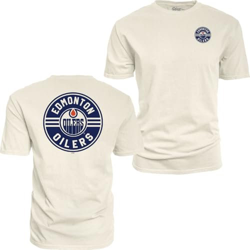 Blue 84 NHL Offiziell lizenziertes T-Shirt, ringgesponnene Vorder- und Rückseite, elfenbeinfarben Puck