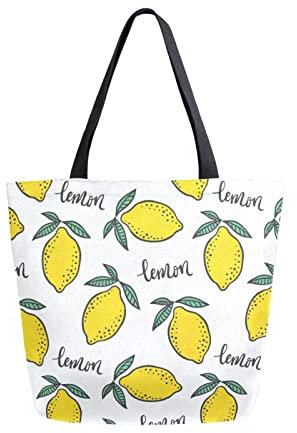 Canvas Einkaufstasche Abstrakte Zitronen Canvas Tasche Damen Faltbare Tragetasche Unisex Stylische Shopper Handtasche, Für Reisen, Einkaufen, Arbeit