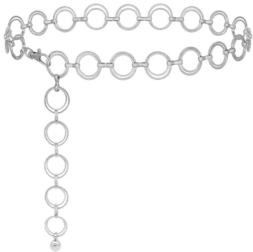 katmerio Damen Taillenkette Gürtel aus Metall, Verstellbare Legierung Kette Mode Body Link Kettengürtel für Jeanskleider