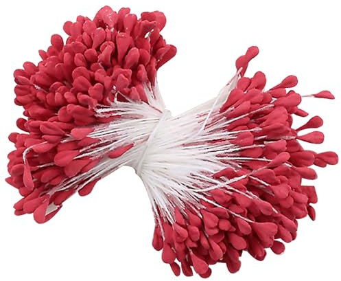 Barlone 350 Stück Pfeifenreiniger Blumen Staubblatt Rot mit Zwei Perlen Köpfen 3mm, Pfeifenreiniger zum Basteln, Tulpe Blumenstrauß Pfeifenreiniger Zubehör für DIY Handwerksprojekt