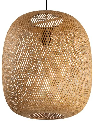 Riess Ambiente Geflochtene Hängeleuchte Organic Living - 50cm - Natur Bambus Korb-Lampe - Handmade Pendelleuchte