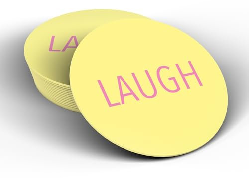 Untersetzer Words, hochwertiger Keramik, Inspirierende Designs (Laugh Gelb-Rosa)