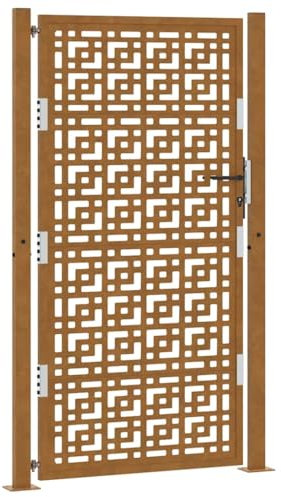 vidaXL Gartentor 105x180 cm Wetterfester Stahl Kreuz-Design, Zauntor, Outdoor Tor, Eisentor, Sicherheitstor, Einfahrtstor, Metall Zauntor