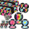 1950s Record Party Supplies - Rock Record Party Tableware - Dinner Plates Desserts Plates Cups Napkins Tablecover Straws for 1950's Rock Music Supplies, Serves 20