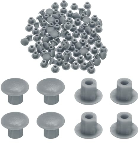 QUARKZMAN 100 Stück Abdeckkappen für Bohrlöcher 5mm Rund Lochstopfen Kunststoff Lochabdeckung Verschlussstopfen Blindstopfen Abdeckstopfen für Bohrungen Schrauben Möbel, Dunkelgrau