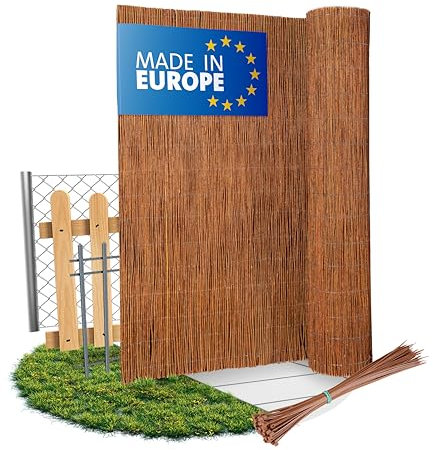 Wicker garden Canisse Osier 200 x 400 cm Brise-Vue - Clôture pour Jardin, Balcon et Terrasse - Protection Contre Le Vent & Le Soleil - Naturel