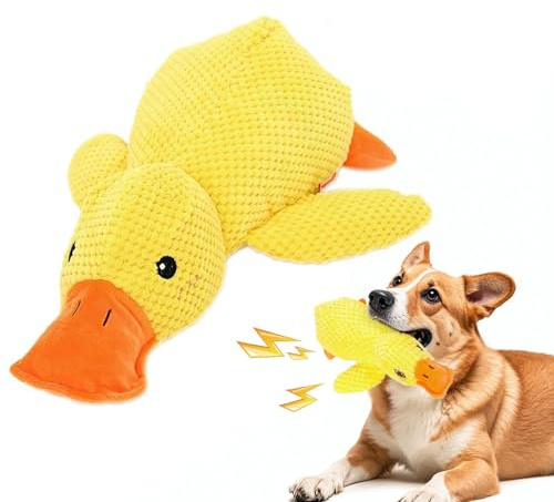 Hshenjhu Anti Stress Ente Hund, Hundespielzeug Quietschend | Hunde Anti Stress Duck Kuscheltier Gelb Antistressente Welpenspielzeug für Kleine, Mittlere und Große Hunde