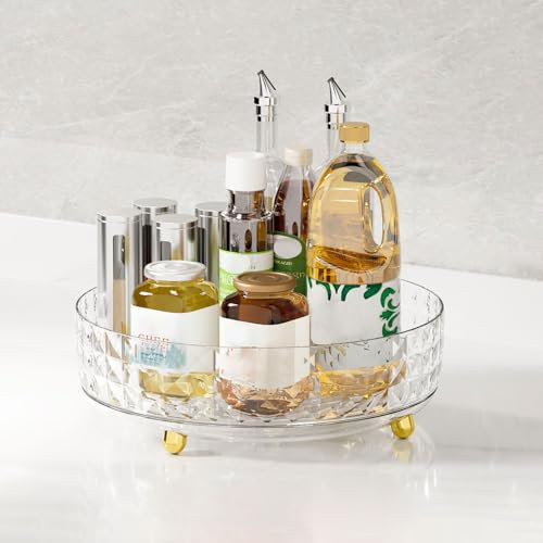 Lazy Susan Turntable, Rotating Storage Organizer, Rotating Spice Rack, Fridge Pefuseme Storage Organiser for Kitchen, Countertop Dining Table Cupboard, Pantry Cabinet (23cm Clear)