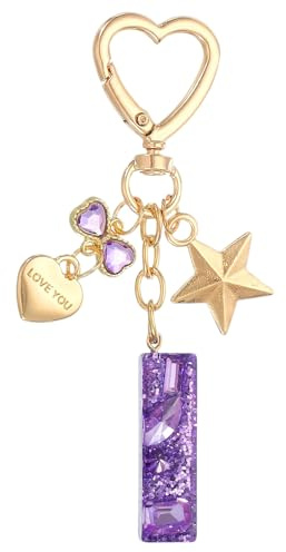PATIKIL Simpatico portachiavi con lettera iniziale, portachiavi da donna Bling Love farfalla stella portachiavi per borsa zaino