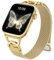 Mastten Slim Metal Magnetic Straps Compatible with Apple Watch SE Strap 40mm 41mm 42mm 38mm, Thin Elegant Solo Loop Strap for iWatch Band Series SE 10 9 8 7 6 5 4 3 2 1 Women Men, Gold