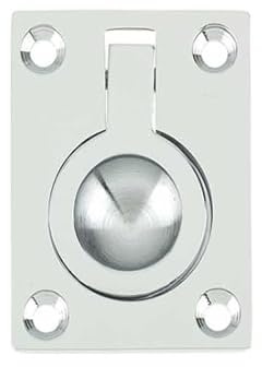 KOOPLES HARDWARE 50x63mm Flush Ring Pull – Recessed Ring Handle for Trapdoors, Cabinets & Floor Hatches – Solid Brass or Stainless Steel Fold-Flat Pull for Joinery & Access Panels (Polished Chrome)