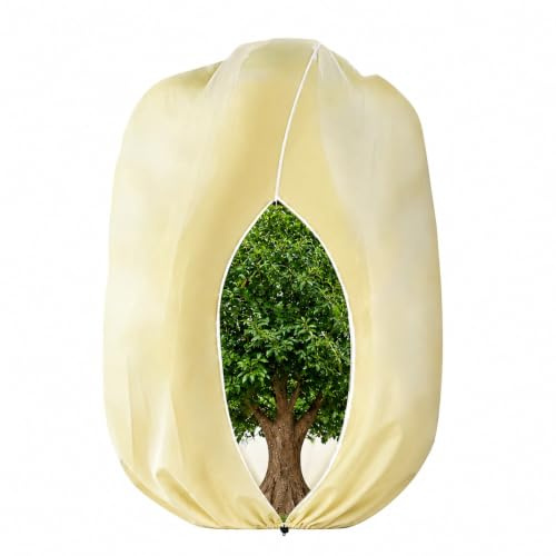 AQUPELW Pflanzenschutz Winter 360 x 250 cm, Winterschutz Pflanzen Außen | Frostschutz Pflanzen, Pflanzenschutzhaube für Kübelpflanzen, Palmen, Oleander, 80 g/m² Vliesstoff, Reißverschluss & Zugband