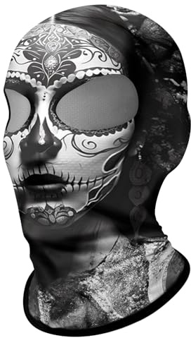 ShopINess Zwei Augen 3D-Sturmhaube Totenkopf Frauen Zwei Loch Sturmhaube Motorrad Sport Partys Halloween Karneval Totenkopf (Lady Sad)