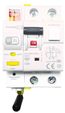 Rasmacor | Differenziale Magnetotermico Riarmabile Super Immunizzato WIFI Combinato VIGI | P+N Tipo A 40A 30MA | Telecomando App Tuya/Smart Life | 230V |