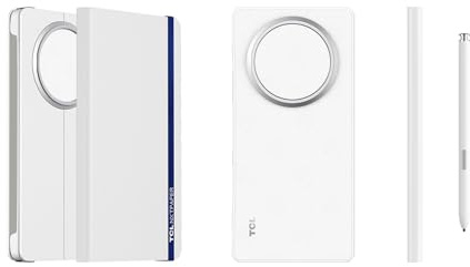 TCL Magnetic Flip Cover e stylus elettromagnetico NXTPAPER 60 Ultra, Custodia protettiva, Scrittura come su carta, Ultra-bassa latenza, Sensibile alla pressione, Bianco