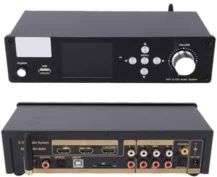 VBESTLIFE 5.1 Surround Sound Decoder, DTS AC3 LPCM Audio Decoder mit Bluetooth 5.0, Optischer Koaxialeingang, für Heimkino-DVD-Player TV-Set-Top-Box (EU-Stecker)