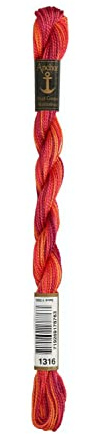 ANCHOR Pearl Yarn Multicolor, Thickness: 5, Packaging: 5G, Running Length: 21M 1316 Embroidery Threads
