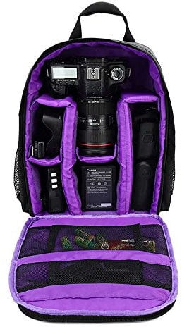 docooler Zaino Fotografico, Piccola Borsa Fotografica Antiurto Impermeabile 33x26x12cm (Viola)