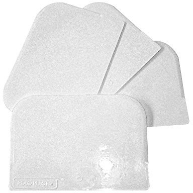 20 Espátula blanca blanca para bandejas de helado, base de 12,5 cm, altura de 8,5 cm, rasqueta reutilizable de plástico para heladería.