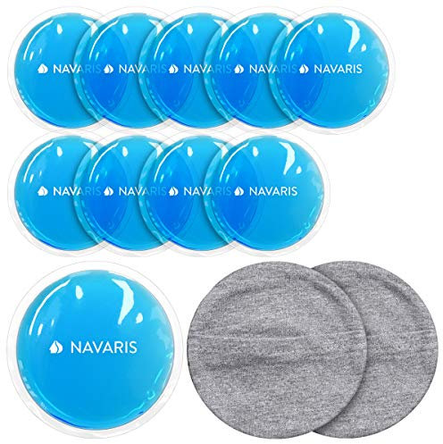 Navaris Round Gel Ice Pack Set - Set of 10 Small Reusable Gel Ice Packs for Hot/Cold Use