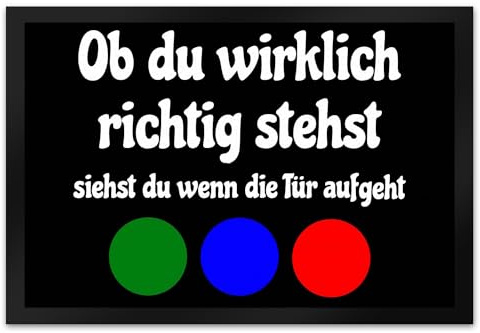 speecheese Fussmatte Ob du wirklich richtig stehst mit lustigem Spruch schwarz rutschfeste Türmatte witzig Schuhabstreifer die perfekte Geschenkidee Spruch-Geschenke Fernsehen Nostalgie
