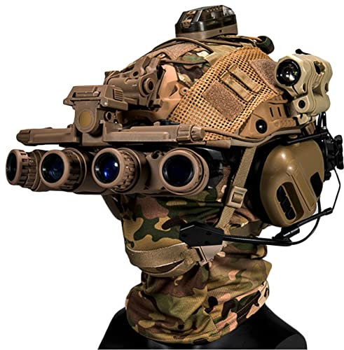 AQzxdc Fast Paintball Helm Sätze, mit Taktischem Headset und Teleskop-Modell, Visier & Schutzbrille, Taschenlampe, Signalblinker, NVG Halterung, für Airsoft Schießen und Jagd Spiel BBS,Be d